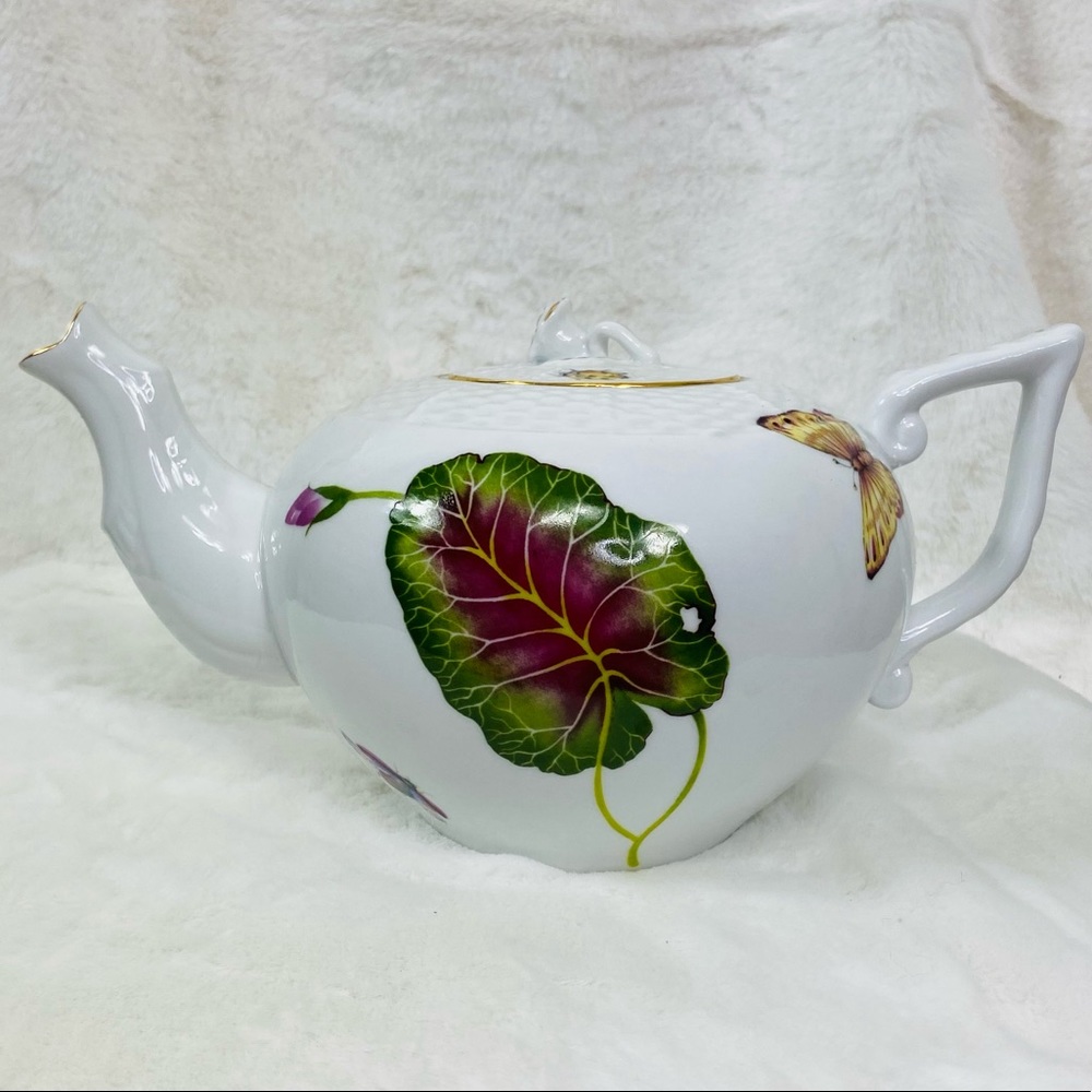 I GODINGER & CO PORCELAIN RENATA FLORAL TEAPOT